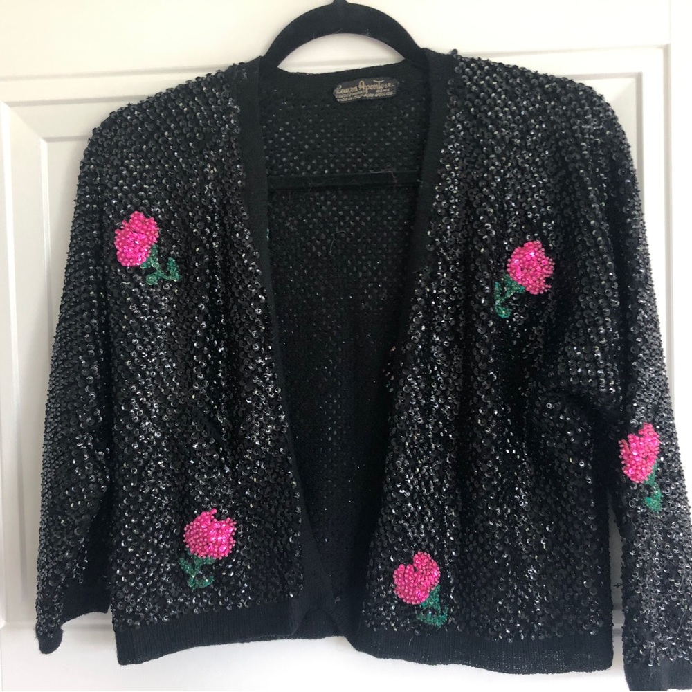 Laura Aponte Vintage Open Sequin Cardigan